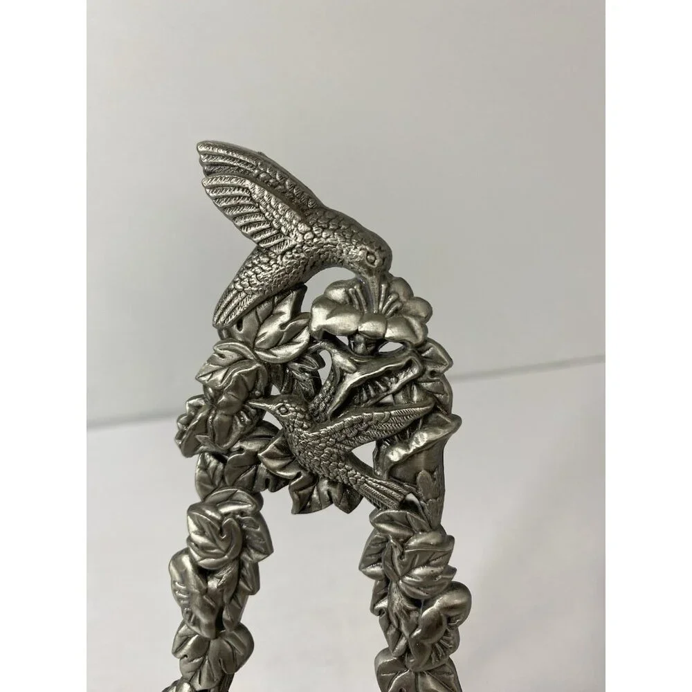 Hummingbird Floral Display Easel Stand Silver Tone‎ Home Decor Book Artwork